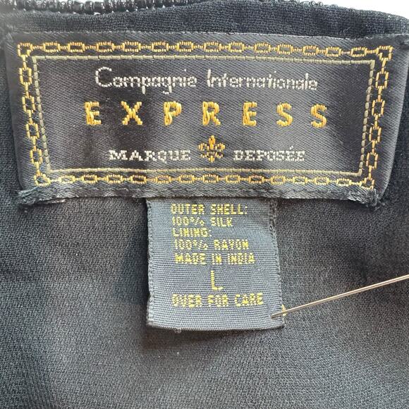 Women's Vintage Express International Silk Beaded Camisole  Goth Punk Top L - Picture 5 of 9